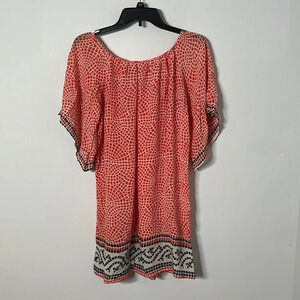 Tolani Orange Mosaic Print Silk Tunic Dress
